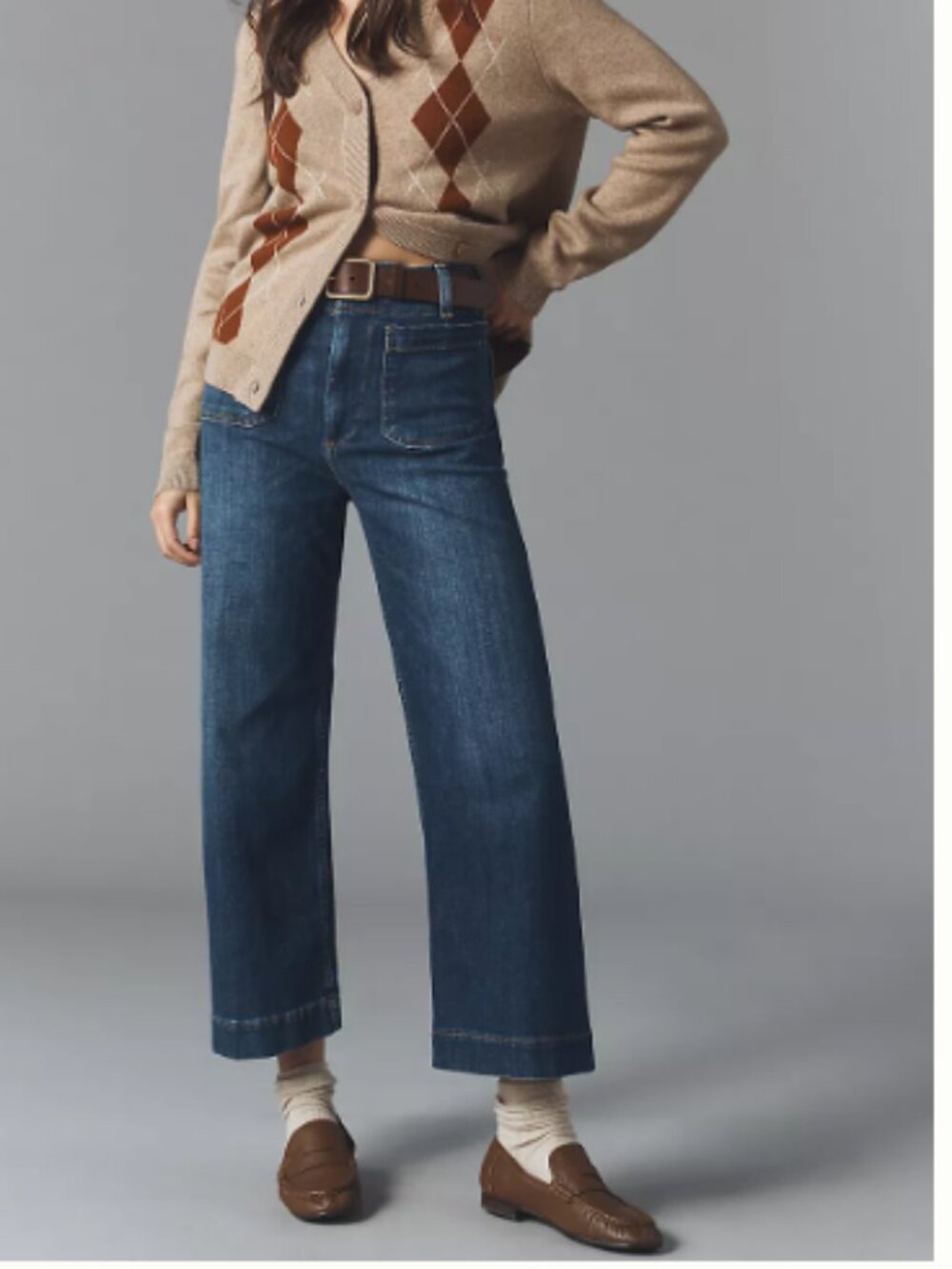 Anthropologie Maeve The Colette Jeans Size 30 (10) Wide Leg Medium Wash Cropped